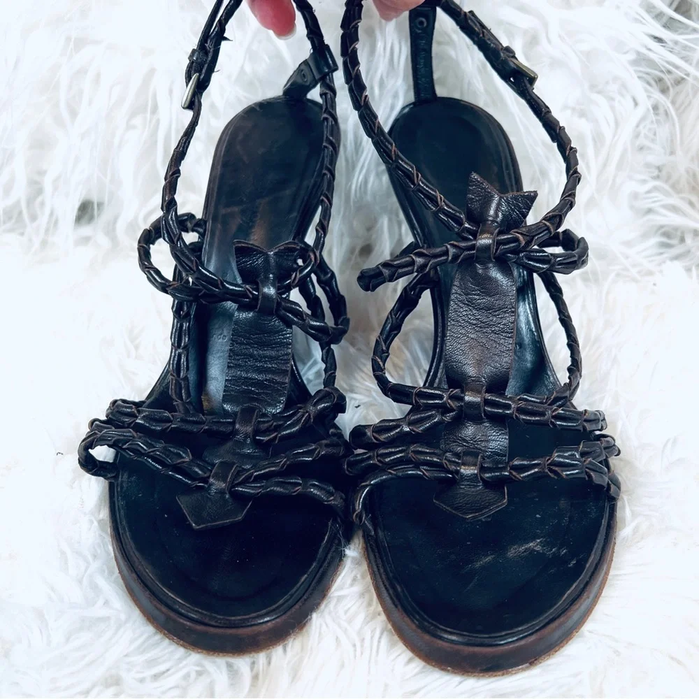 Sigerson Morrison Brown Strappy LEATHER Wedge Shoe